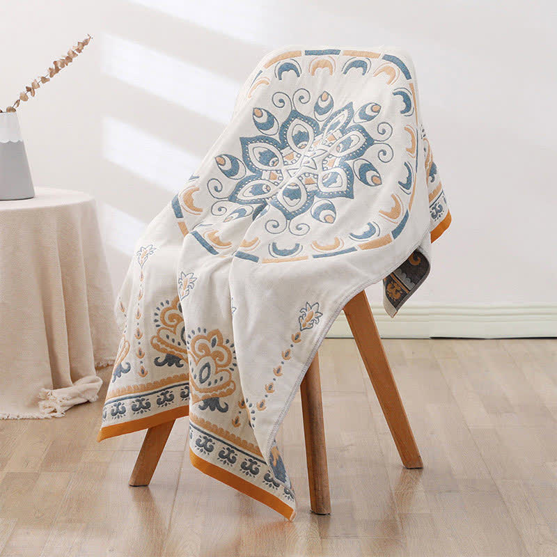 Blumenmuster Jacquard Baumwollhandtuch 70x140cm | Brehn