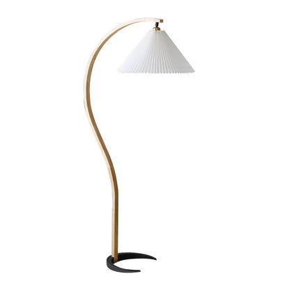 Gebogene Holz Stehlampe