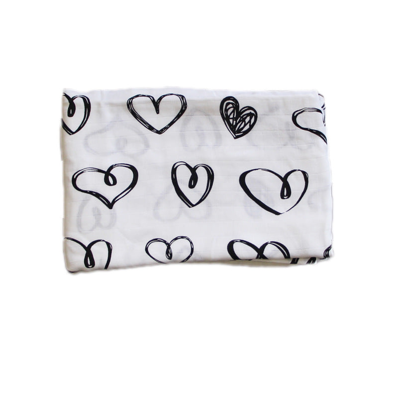 Baumwoll-Musselin Babydecke mit Herzmuster Brehn