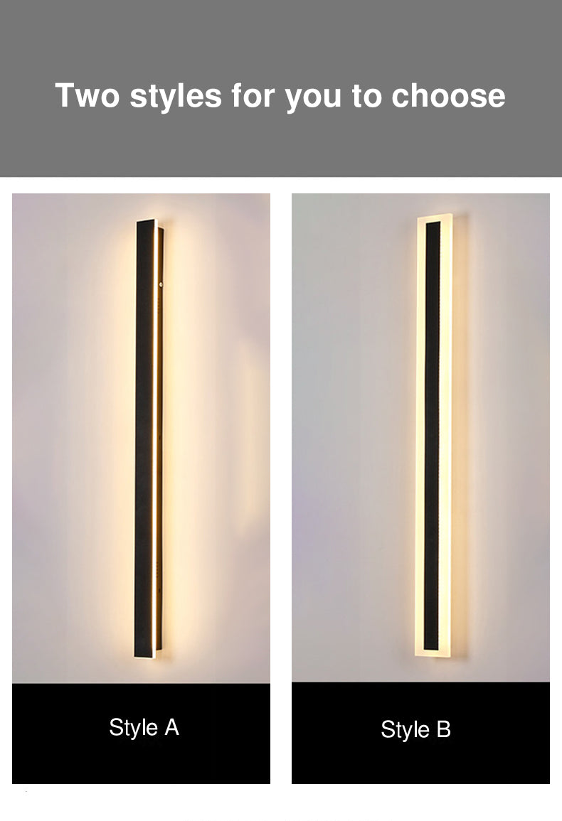 Lange, rechteckige LED-Wandleuchte aus Aluminium und Acryl für den Garten