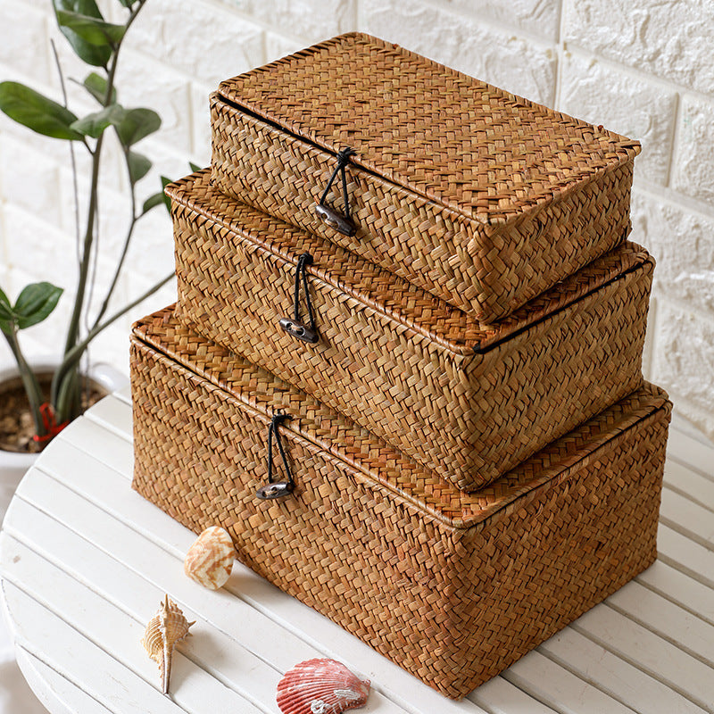 Handgewebte Aufbewahrungsbox mit Deckel Brehn