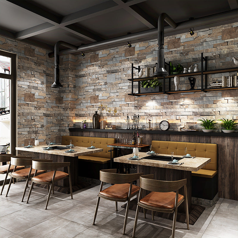 Brehn | Steampunk Fake Brick Wallpaper Lichtfarbe Wasserdichte Wandverkleidung für Restaurant