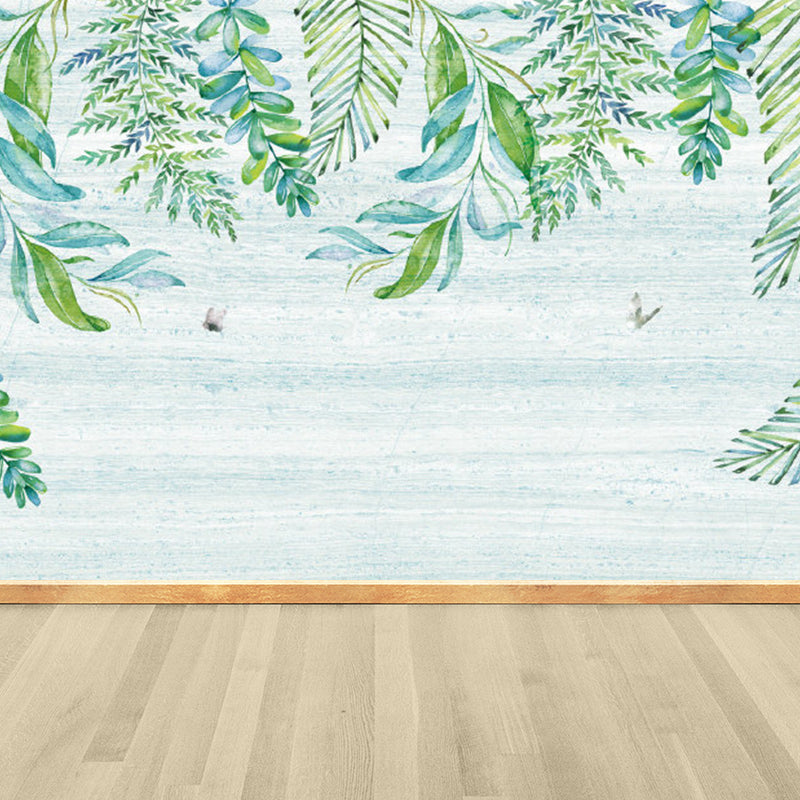 Brehn | Extra grote botanische muurschildering lichte kleur non-woven wandkunst voor binneninrichting, op maat gemaakt