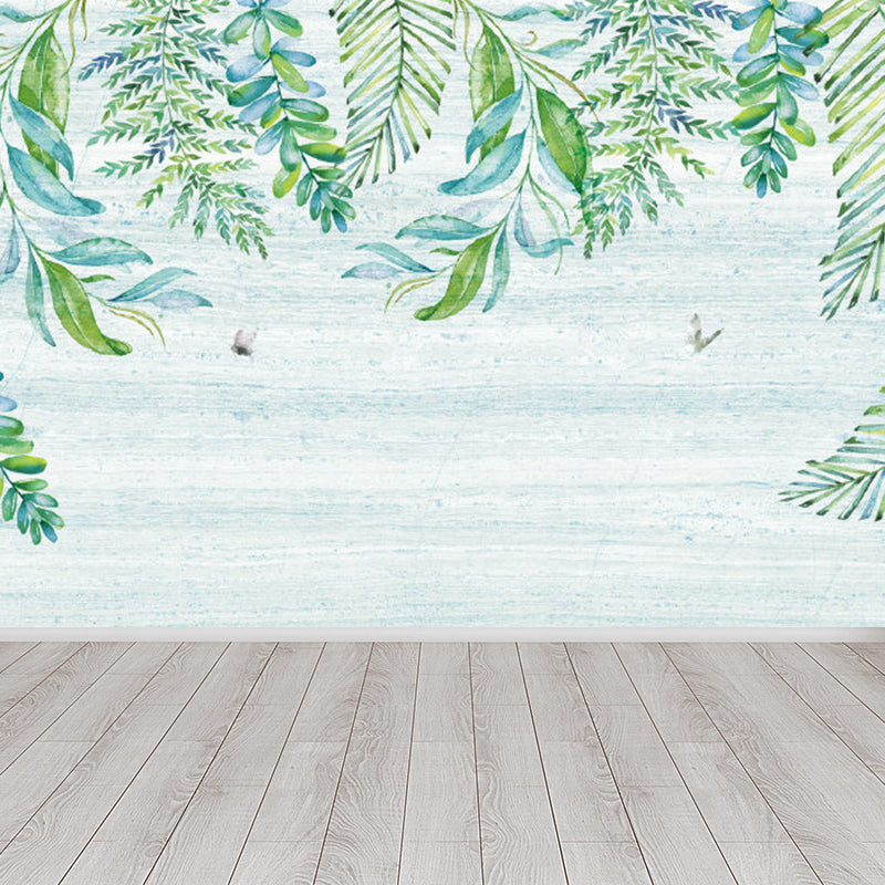 Brehn | Extra grote botanische muurschildering lichte kleur non-woven wandkunst voor binneninrichting, op maat gemaakt