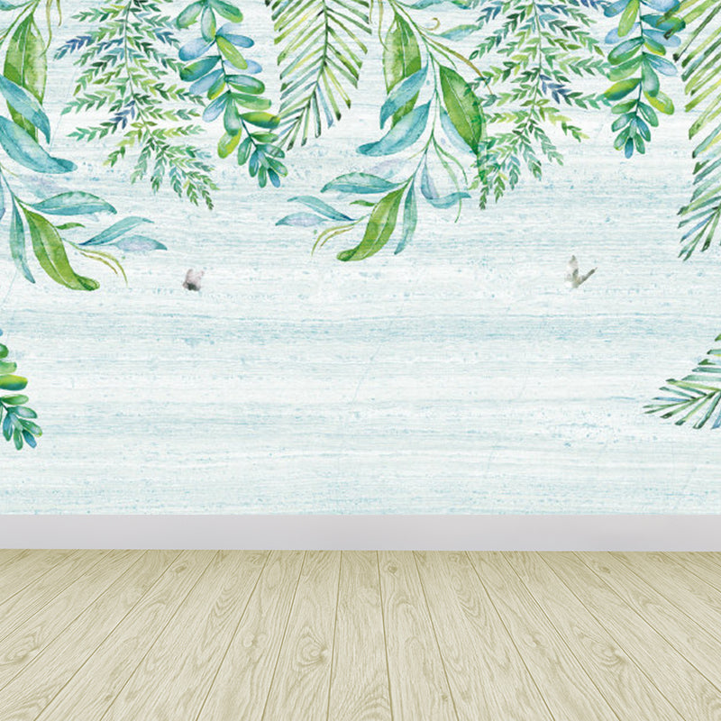 Brehn | Extra grote botanische muurschildering lichte kleur non-woven wandkunst voor binneninrichting, op maat gemaakt