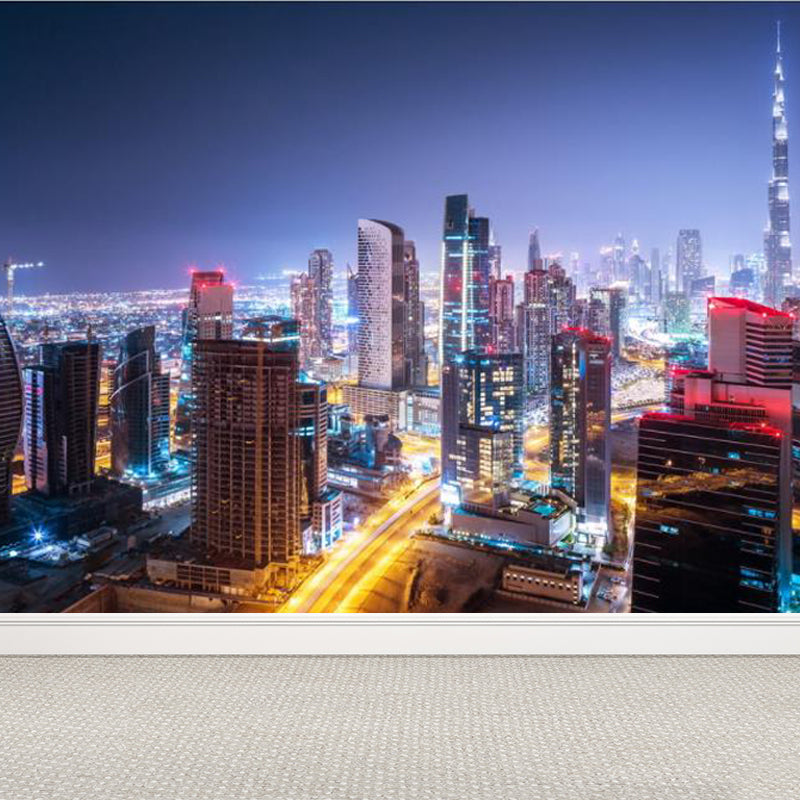 Brehn | Urban Cityscape Muurbehang Donkere Kleur Vochtbestendig Wanddecoratie für Zimmer