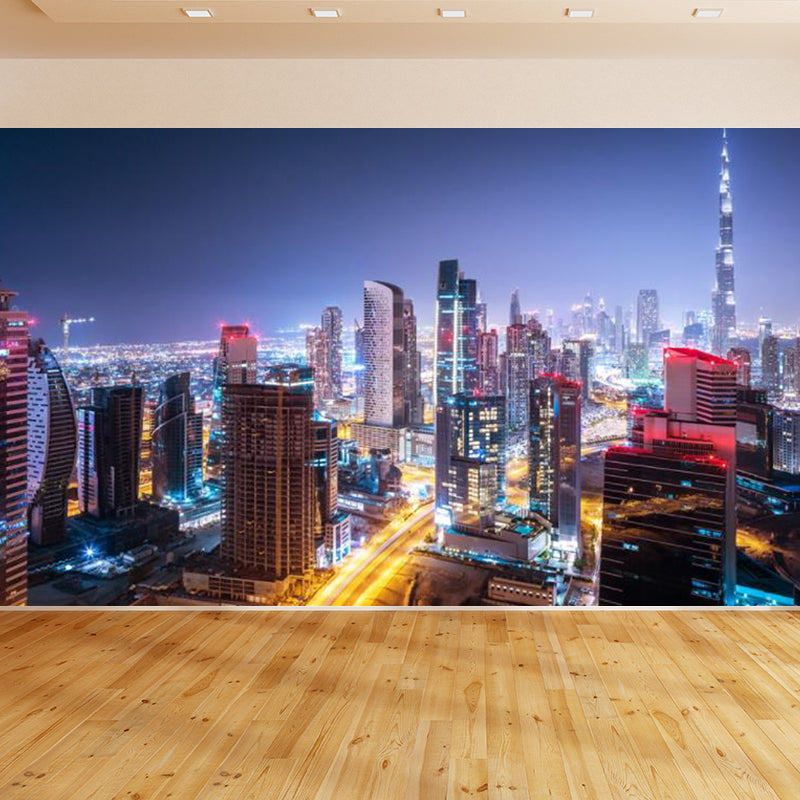 Brehn | Urban Cityscape Muurbehang Donkere Kleur Vochtbestendig Wanddecoratie für Zimmer
