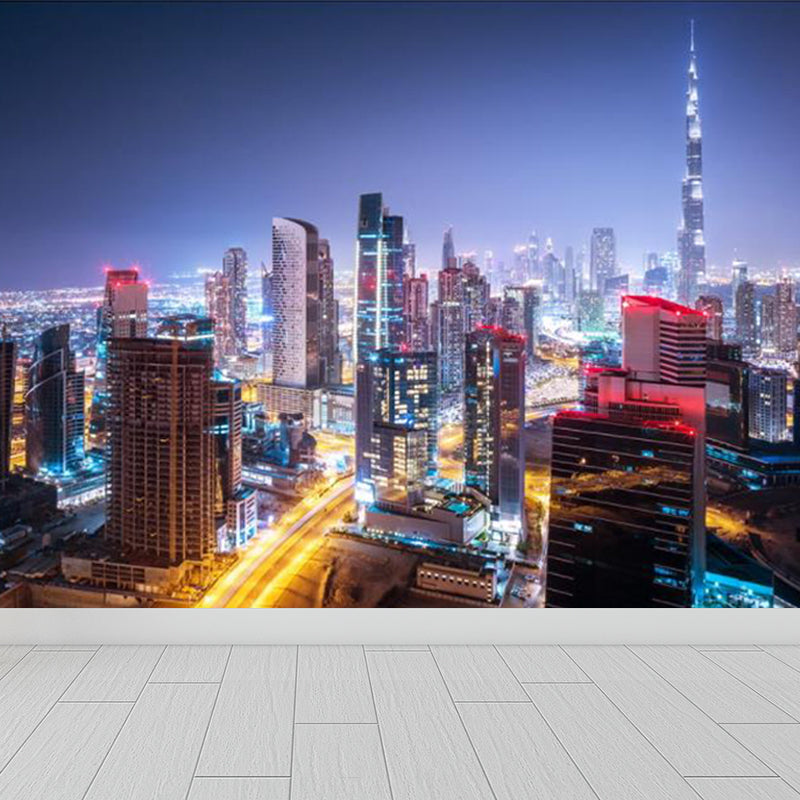 Brehn | Urban Cityscape Muurbehang Donkere Kleur Vochtbestendig Wanddecoratie für Zimmer