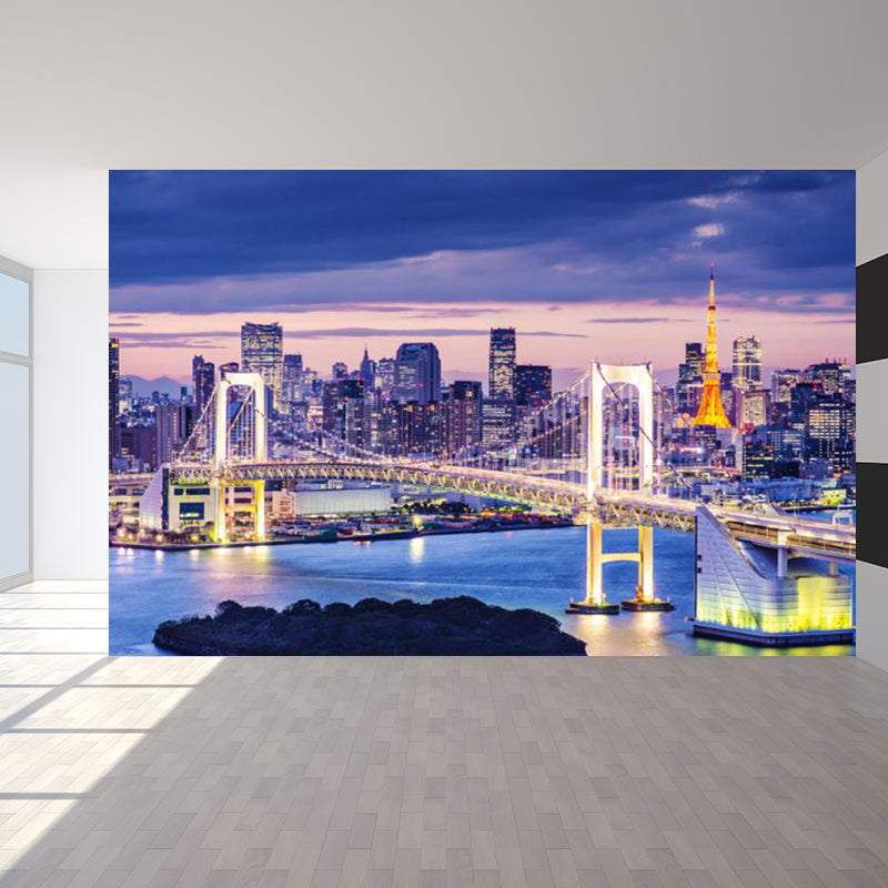 Brehn | Urban Cityscape Muurbehang Donkere Kleur Vochtbestendig Wanddecoratie für Zimmer