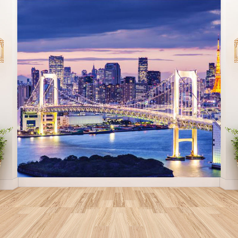 Brehn | Urban Cityscape Muurbehang Donkere Kleur Vochtbestendig Wanddecoratie für Zimmer