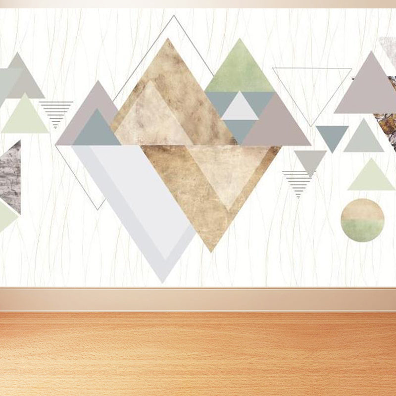 Brehn | Geometrische Driehoek Muurpapier Muurschildering Moderne Niet-Geweven Katoenen Wandbekleding voor Woonkamer