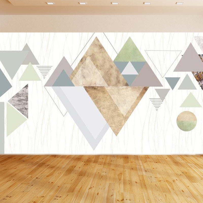 Brehn | Geometrische Driehoek Muurpapier Muurschildering Moderne Niet-Geweven Katoenen Wandbekleding voor Woonkamer