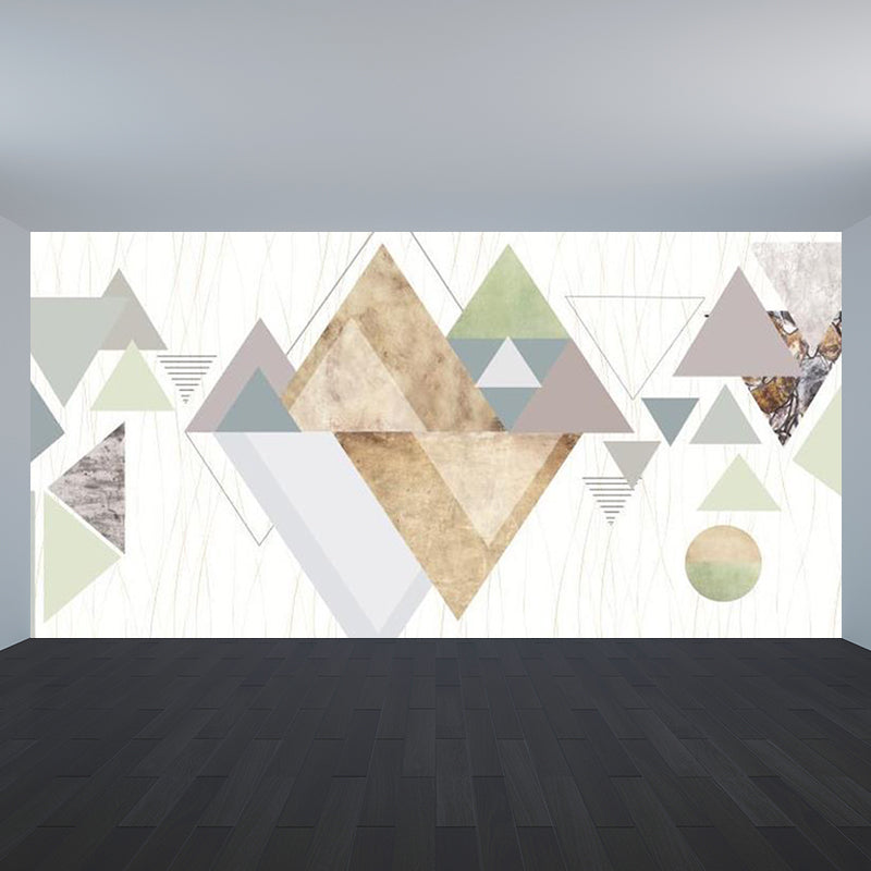 Brehn | Geometrische Driehoek Muurpapier Muurschildering Moderne Niet-Geweven Katoenen Wandbekleding voor Woonkamer