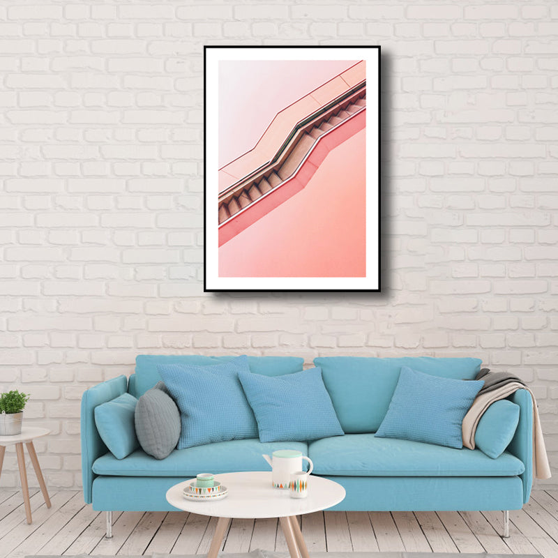 Brehn | Roze Trapmuur Wanddecoratie Architectuur Modern Textuur Leinwanddruck für Zimmer