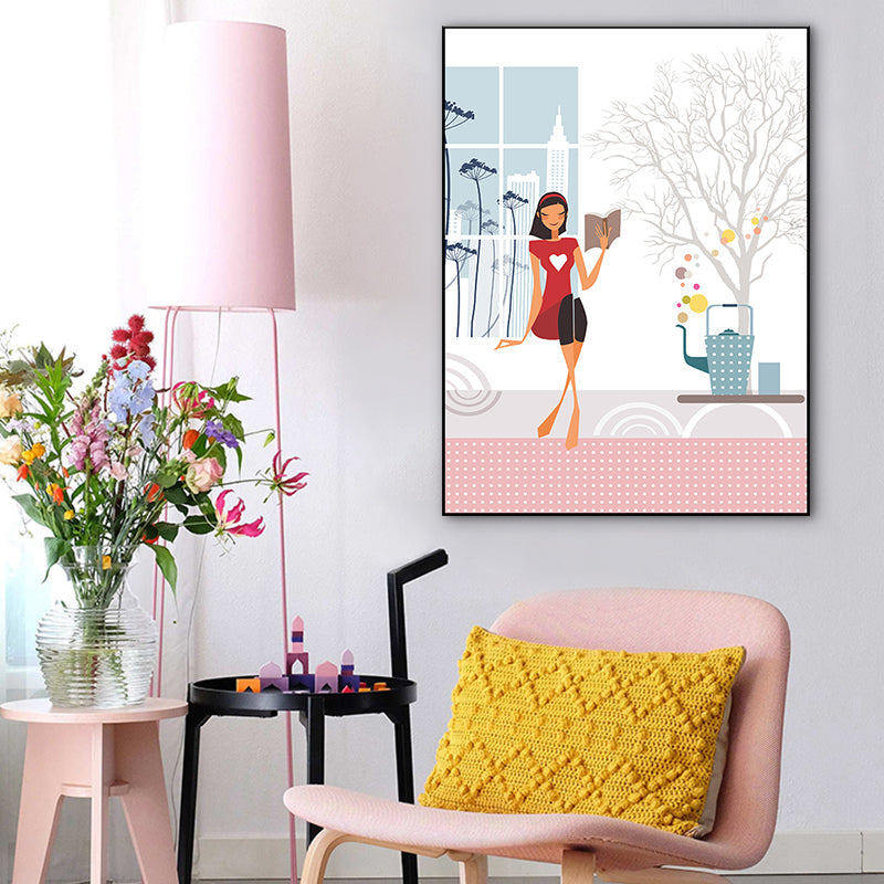 Brehn | Texturiertes Pastellfarbener Canvas Skandinavische Freizeit Mädchen Wandkunst Dekor für Schlafzimmer