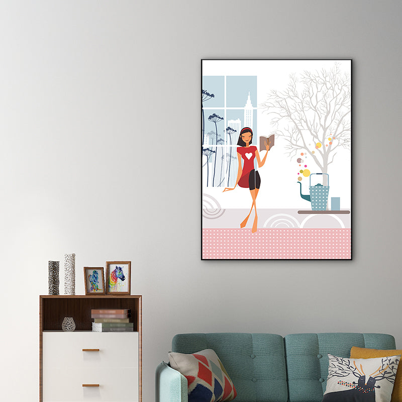 Brehn | Texturiertes Pastellfarbener Canvas Skandinavische Freizeit Mädchen Wandkunst Dekor für Schlafzimmer
