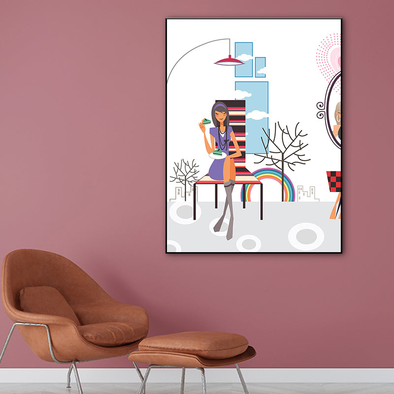 Brehn | Texturiertes Pastellfarbener Canvas Skandinavische Freizeit Mädchen Wandkunst Dekor für Schlafzimmer