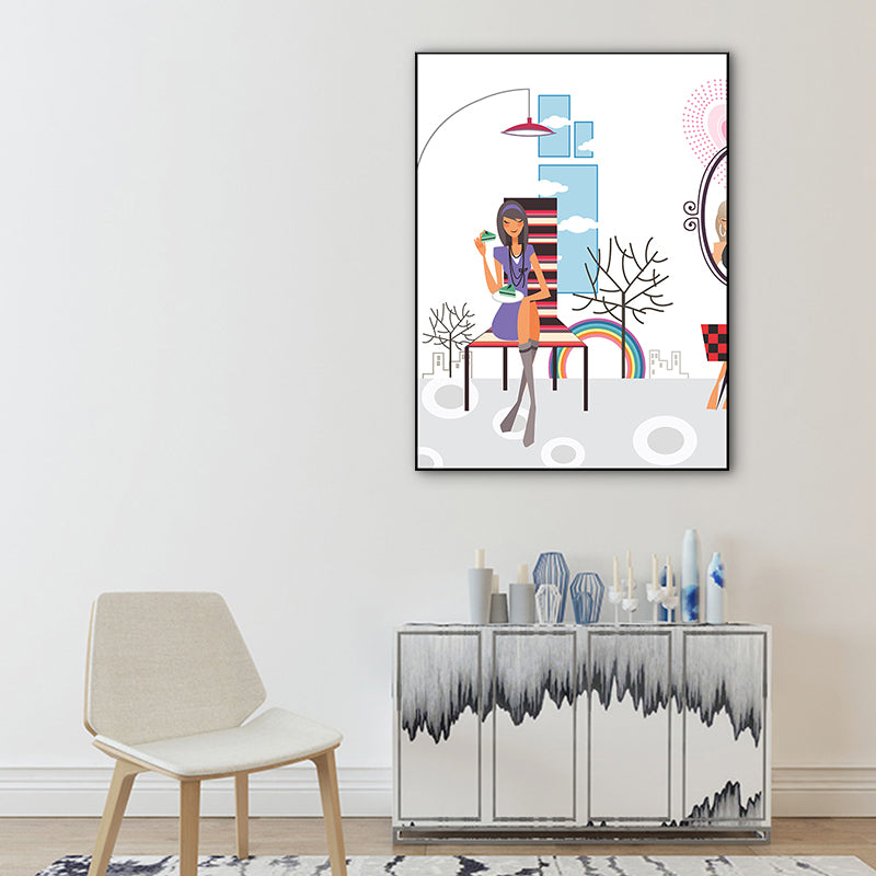Brehn | Texturiertes Pastellfarbener Canvas Skandinavische Freizeit Mädchen Wandkunst Dekor für Schlafzimmer