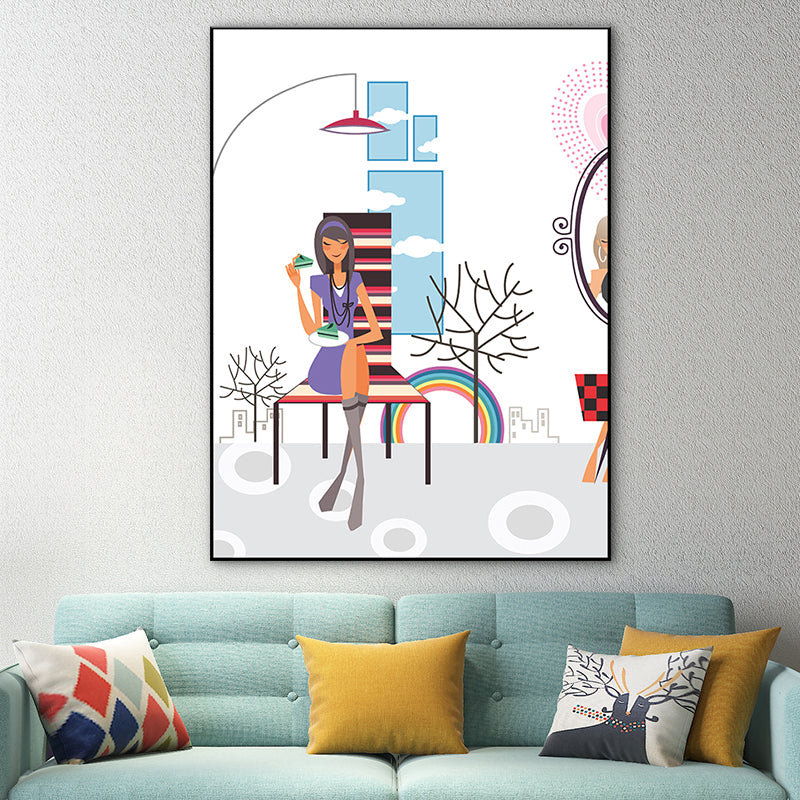 Brehn | Texturiertes Pastellfarbener Canvas Skandinavische Freizeit Mädchen Wandkunst Dekor für Schlafzimmer