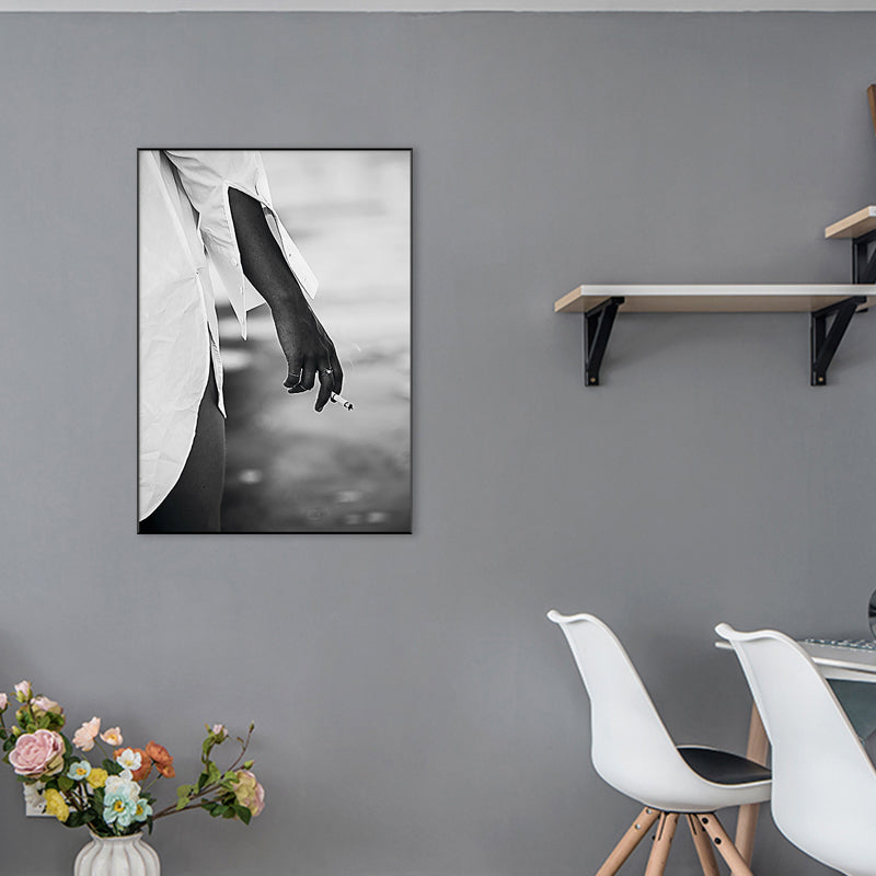 Brehn | Rauchen Nahaufnahme Landschaft Malerei Schwarze Leinwand Wandkunst Druck Texturiert, Mehrere Größen