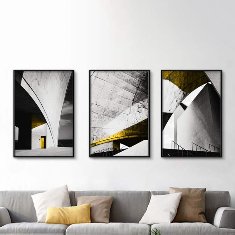 Brehn | Pastellfarbe Neu Gebäude Leinwand Vintage Stil Texturiertes Wanddekor für Wohnzimmer