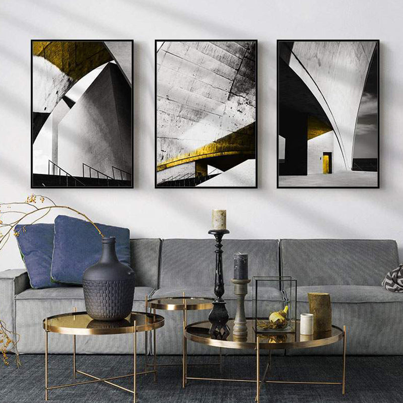 Brehn | Pastellfarbe Neu Gebäude Leinwand Vintage Stil Texturiertes Wanddekor für Wohnzimmer