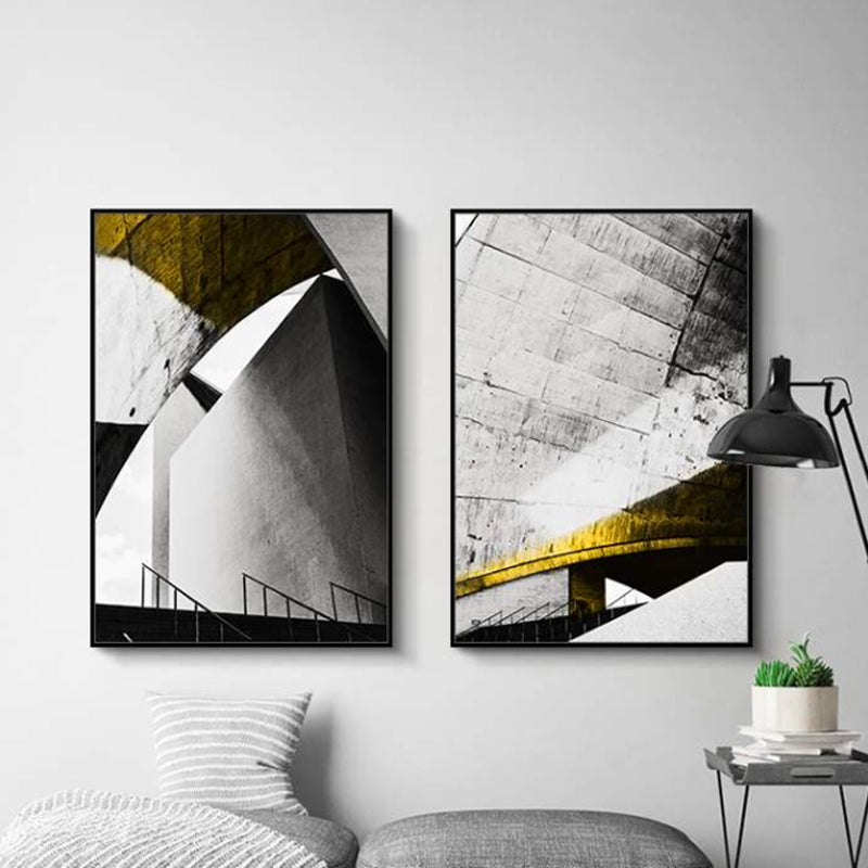 Brehn | Pastellfarbe Neu Gebäude Leinwand Vintage Stil Texturiertes Wanddekor für Wohnzimmer