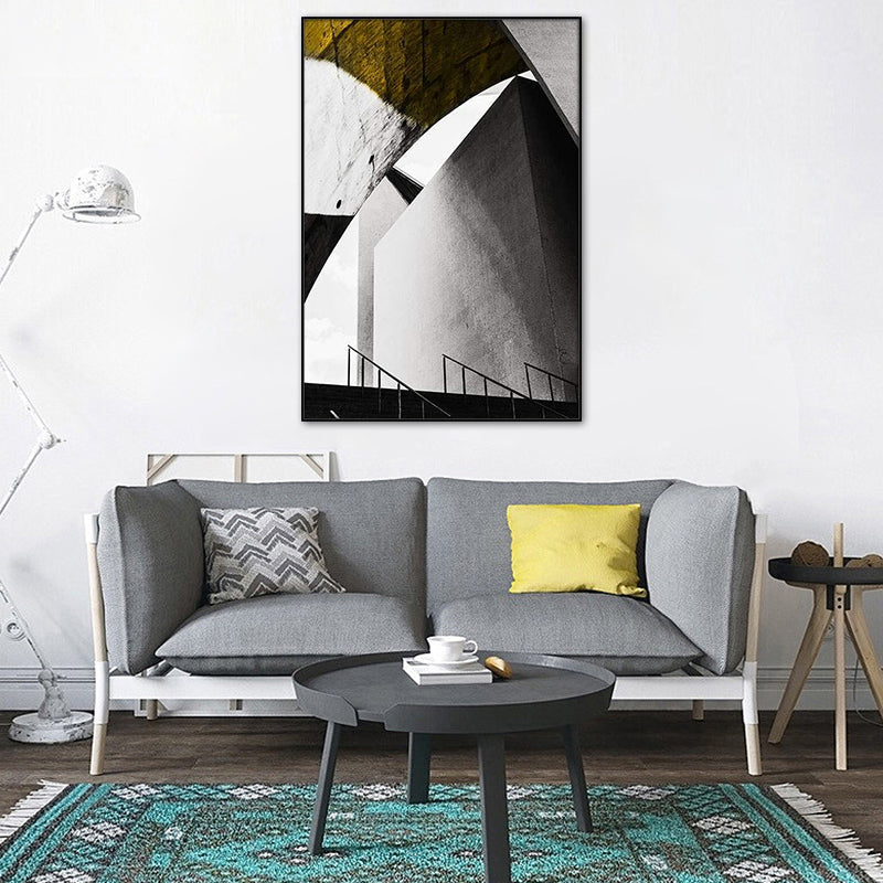 Brehn | Pastellfarbe Neu Gebäude Leinwand Vintage Stil Texturiertes Wanddekor für Wohnzimmer