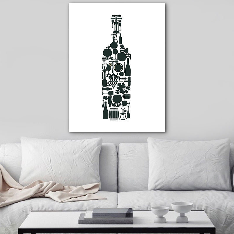Brehn | Illustration Weinset Wandkunst Dekor Esszimmer Getränke Druck Leinwand in helle Farbe