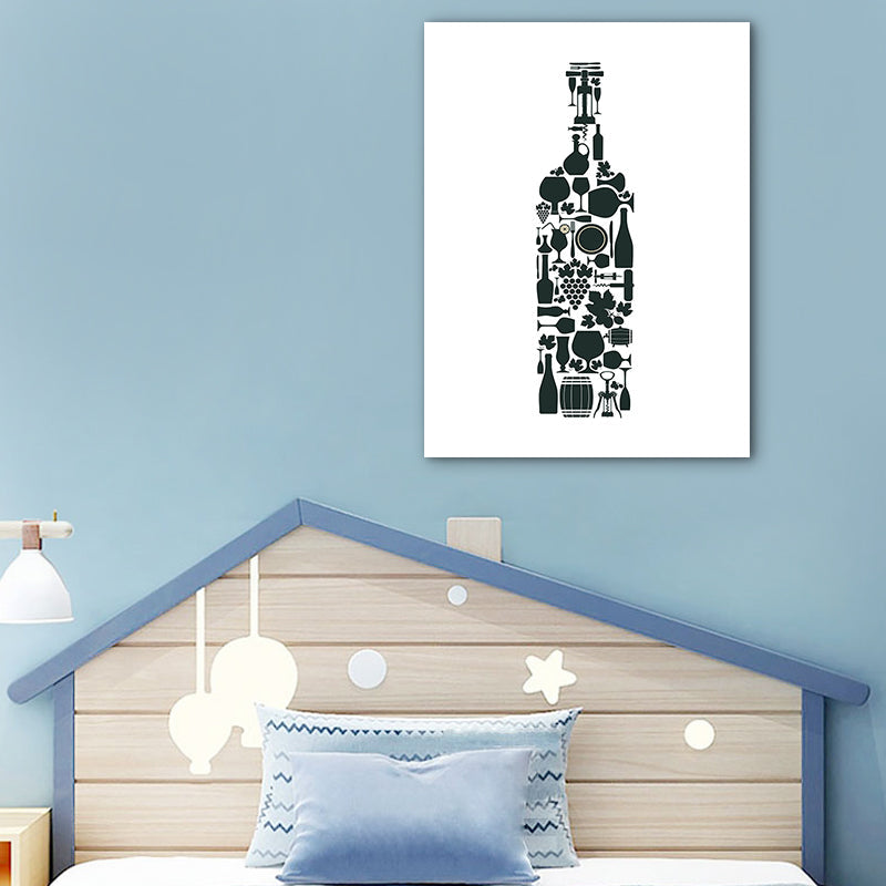 Brehn | Illustration Weinset Wandkunst Dekor Esszimmer Getränke Druck Leinwand in helle Farbe