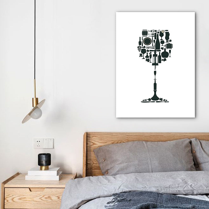 Brehn | Illustration Weinset Wandkunst Dekor Esszimmer Getränke Druck Leinwand in helle Farbe