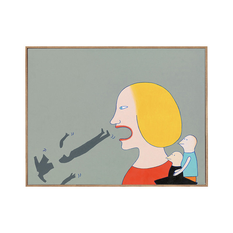 Brehn | Lustiges Spoof Gemälde Leinwand Wohnzimmer Figur Druck Wandkunst Dekor in Gelb-Rot