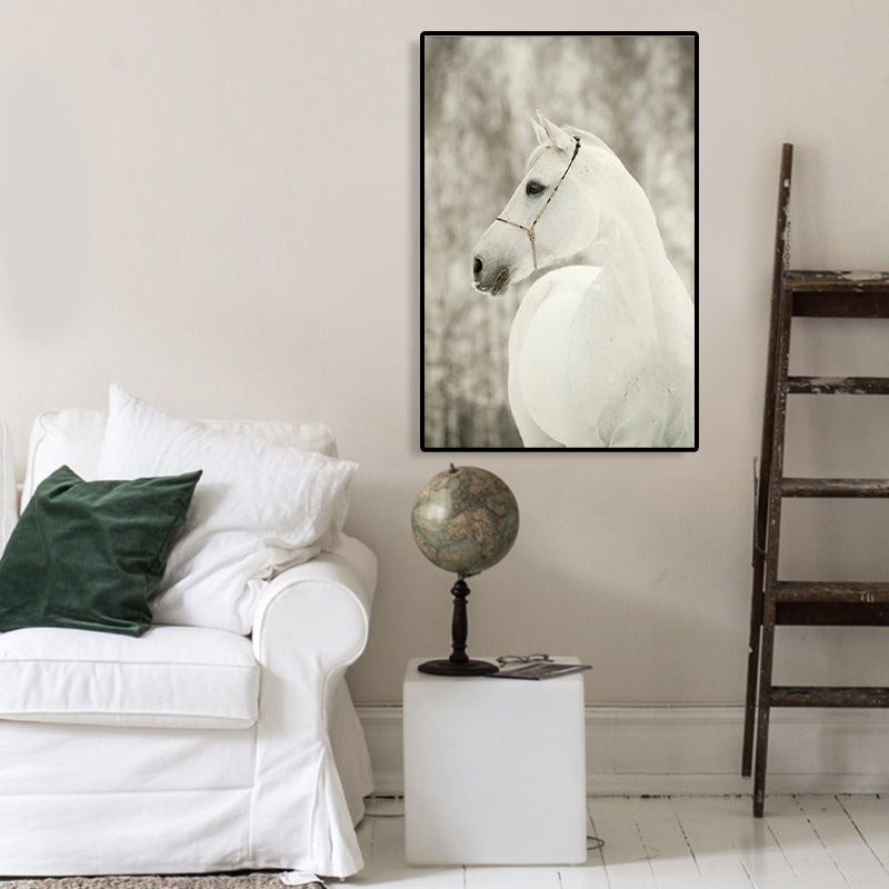 Brehn | Pferde Malerei Pastellfarbe Leinwand Wandkunstdruck Texturiert, Mehrere Größenoptionen