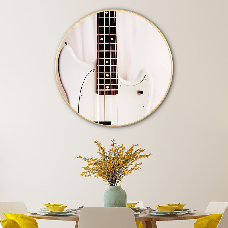 Brehn | Beige zeitgenössisches Leinwand-Gitarrenbild für das Esszimmer, mehrere Größenoptionen