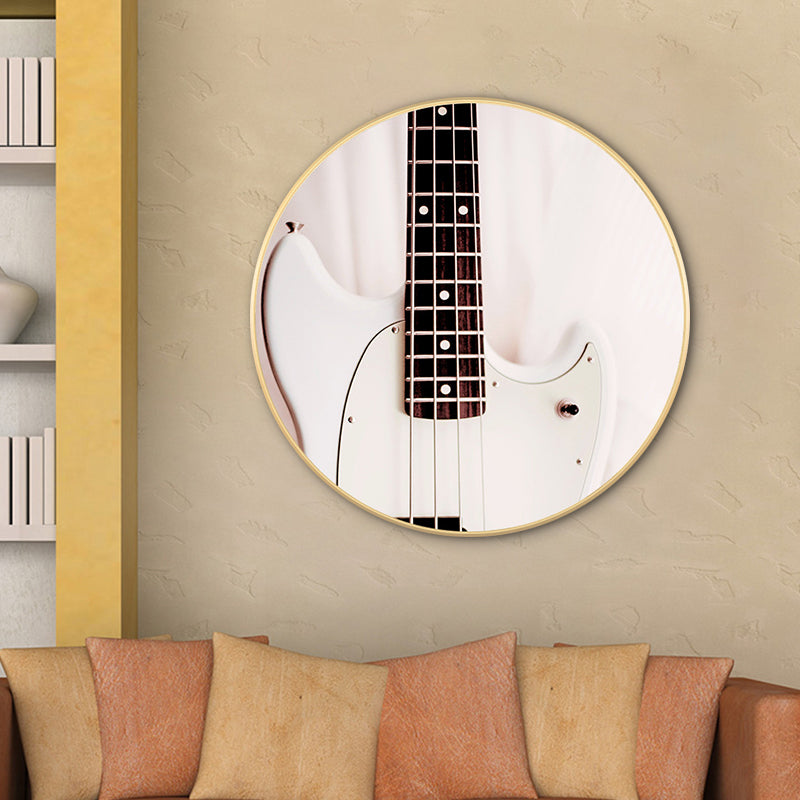 Brehn | Beige zeitgenössisches Leinwand-Gitarrenbild für das Esszimmer, mehrere Größenoptionen