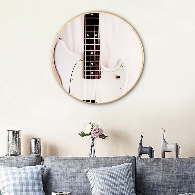 Brehn | Beige zeitgenössisches Leinwand-Gitarrenbild für das Esszimmer, mehrere Größenoptionen