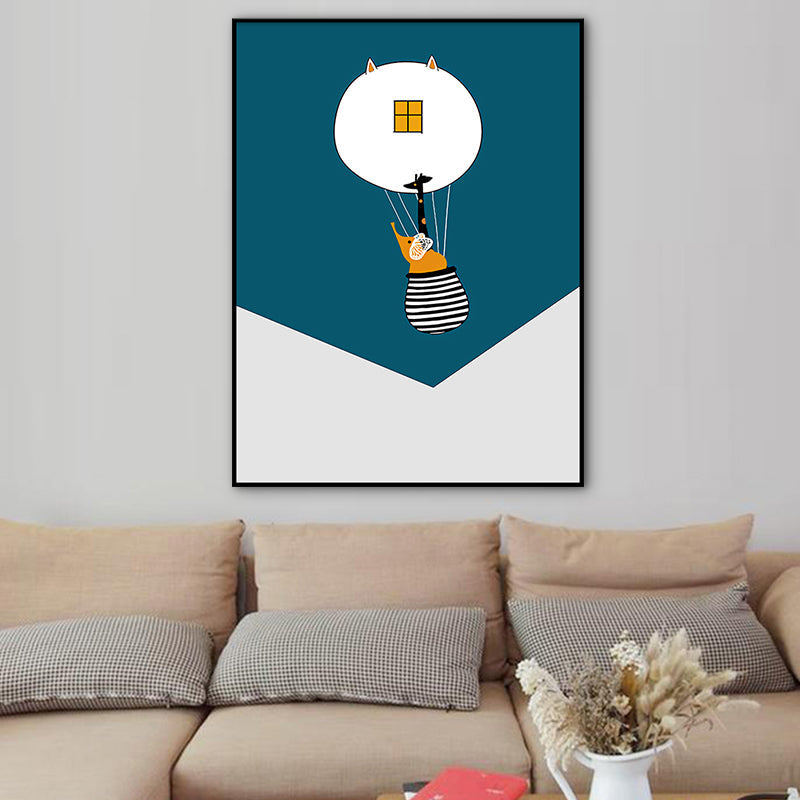 Brehn | Helle Farbe Heißluftballon Malerei Texturiertes Nordisches Wohnzimmer Leinwand Wandkunst