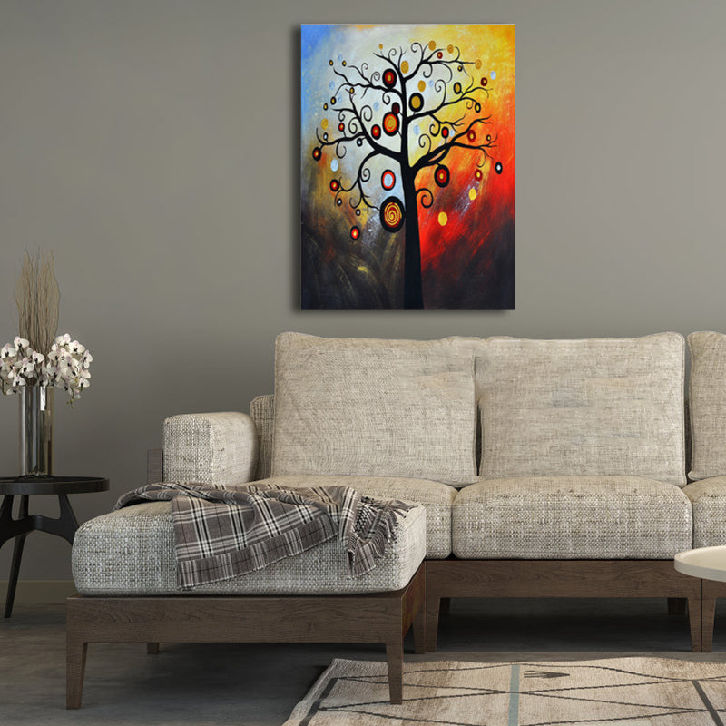 Brehn | Magisches Blumenbaum Gemälde Lichtfarbe Moderner Kunststil Wanddekoration für Esszimmer