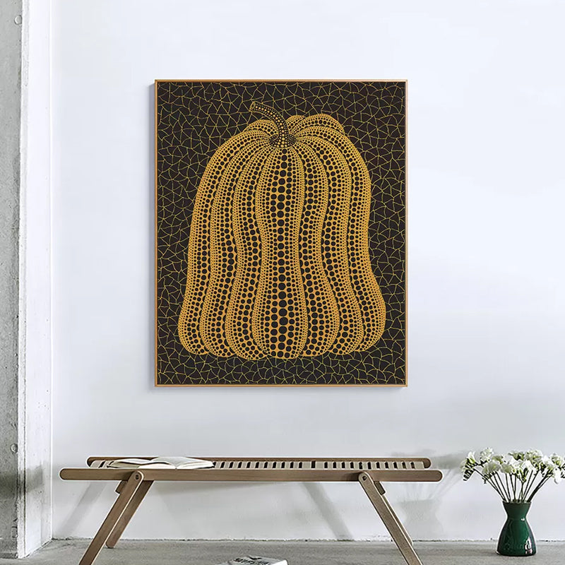 Brehn | Illustration Kürbis Kunst Druck Dunkle Farbe Leinwand Wanddekoration für Schlafzimmer, Texturiert