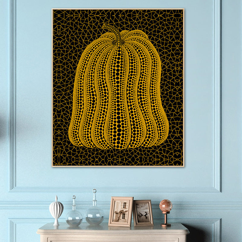Brehn | Illustration Kürbis Kunst Druck Dunkle Farbe Leinwand Wanddekoration für Schlafzimmer, Texturiert