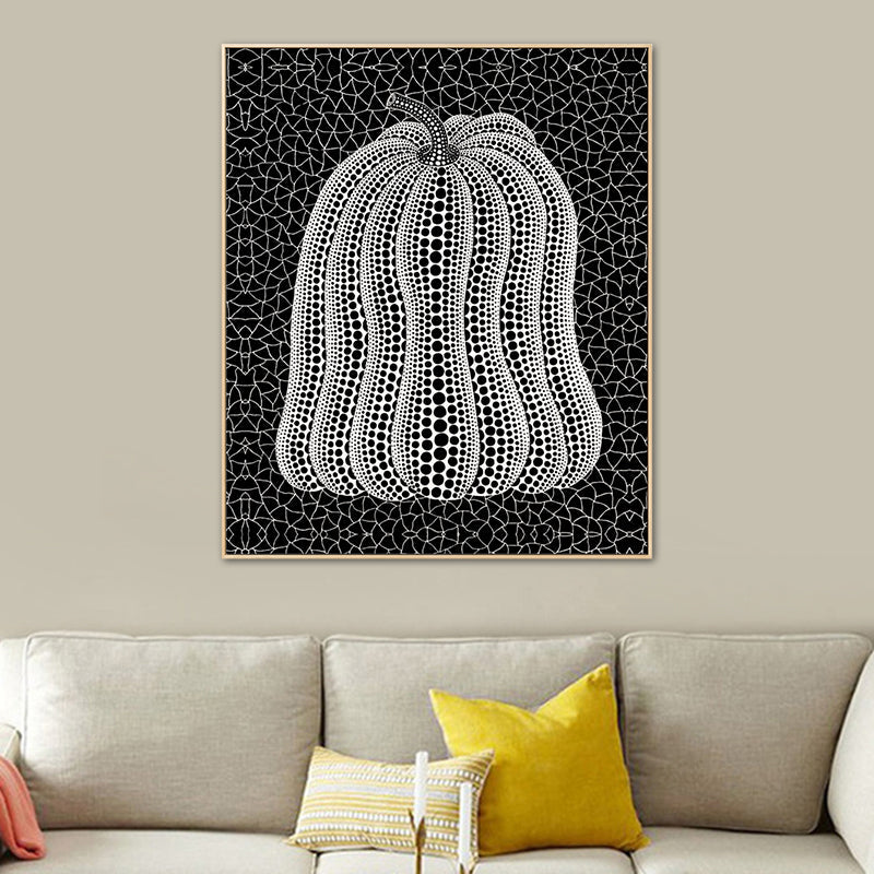 Brehn | Illustration Kürbis Kunst Druck Dunkle Farbe Leinwand Wanddekoration für Schlafzimmer, Texturiert