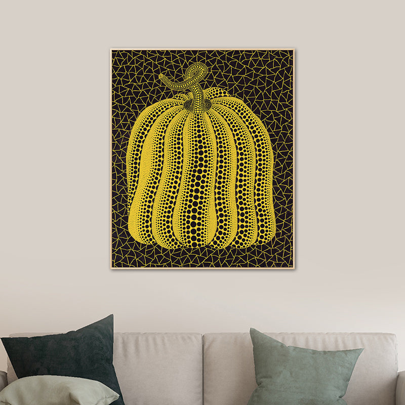 Brehn | Illustration Kürbis Kunst Druck Dunkle Farbe Leinwand Wanddekoration für Schlafzimmer, Texturiert
