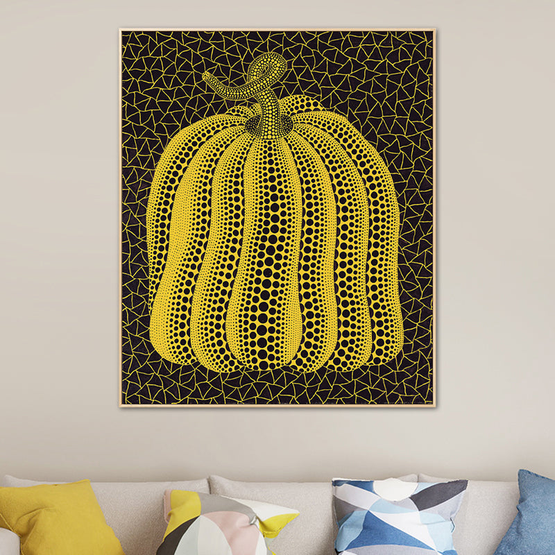 Brehn | Illustration Kürbis Kunst Druck Dunkle Farbe Leinwand Wanddekoration für Schlafzimmer, Texturiert
