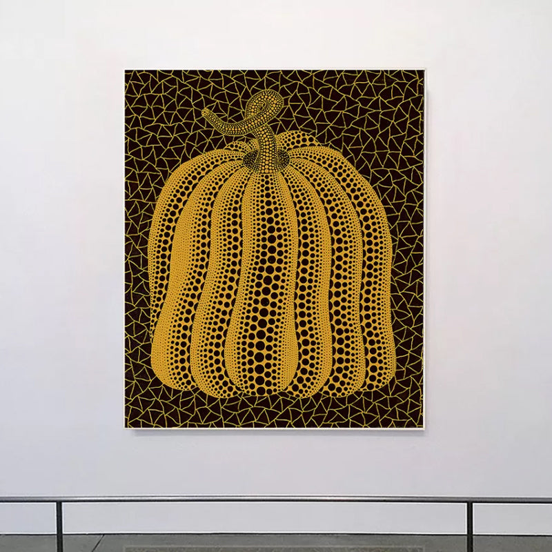 Brehn | Illustration Kürbis Kunst Druck Dunkle Farbe Leinwand Wanddekoration für Schlafzimmer, Texturiert