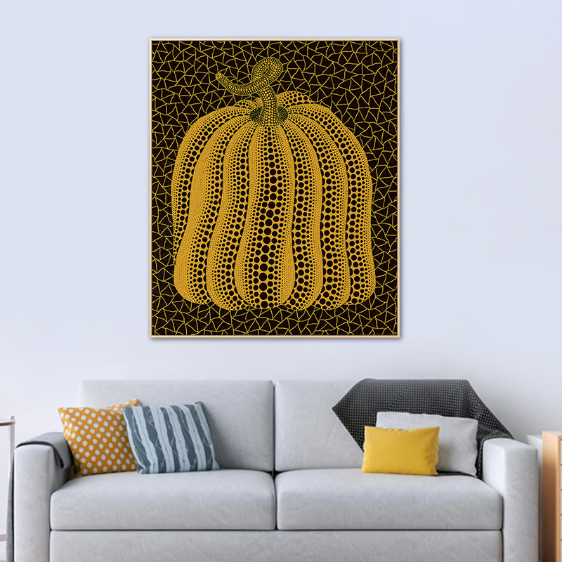 Brehn | Illustration Kürbis Kunst Druck Dunkle Farbe Leinwand Wanddekoration für Schlafzimmer, Texturiert