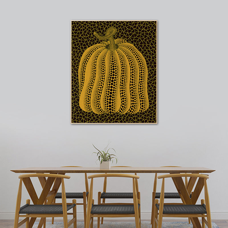 Brehn | Illustration Kürbis Kunst Druck Dunkle Farbe Leinwand Wanddekoration für Schlafzimmer, Texturiert