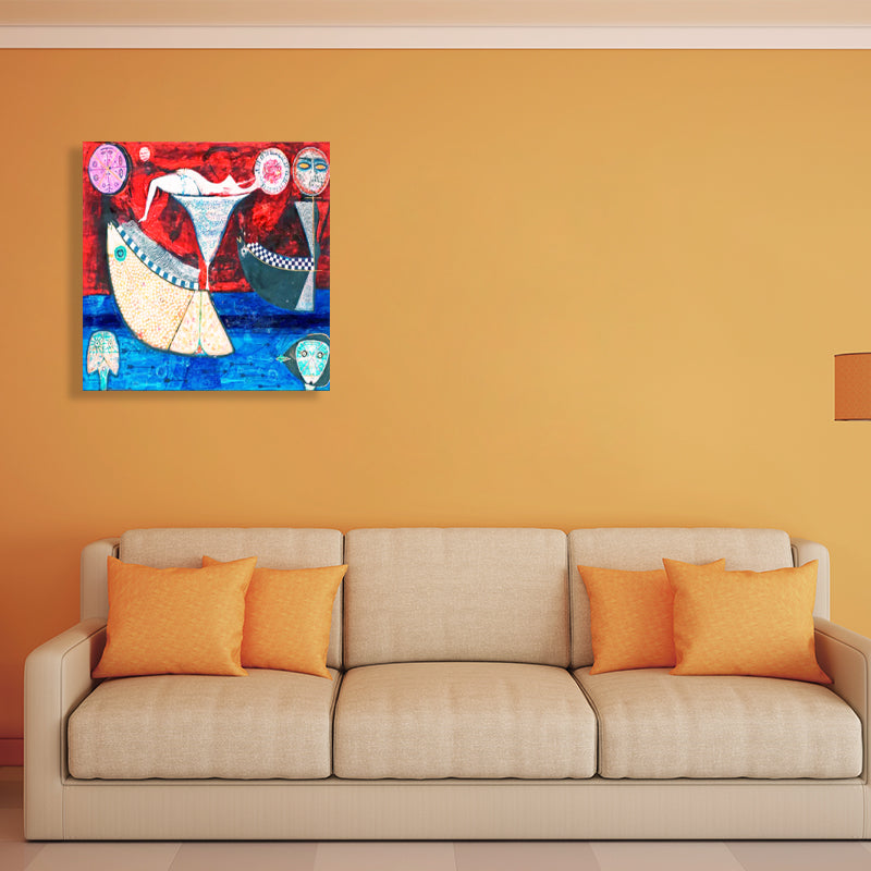 Brehn | Stillleben-Muster-Leinwanddruck Texturiert Mid-Century Modern Stil für Schlafzimmer Malerei