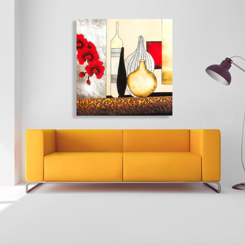 Brehn | Stillleben-Muster-Leinwanddruck Texturiert Mid-Century Modern Stil für Schlafzimmer Malerei