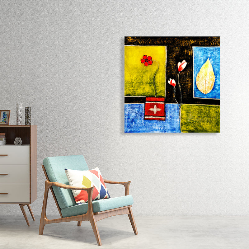Brehn | Stillleben-Muster-Leinwanddruck Texturiert Mid-Century Modern Stil für Schlafzimmer Malerei