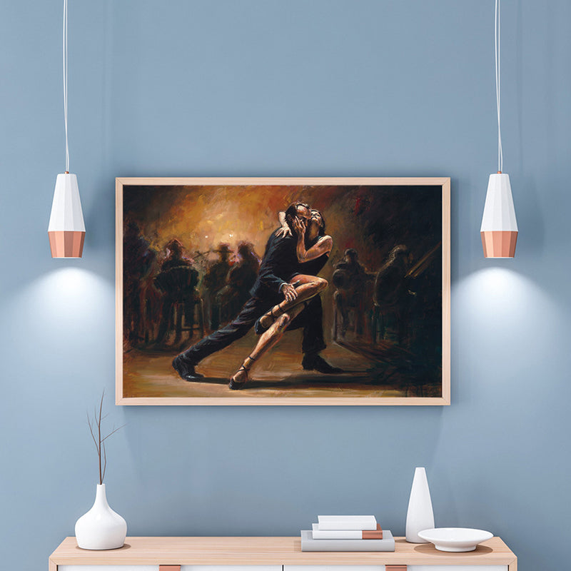 Brehn | Braune tanzende Figuren Leinwandkunst Impressionismus strukturierte Wanddekoration für das Wohnzimmer